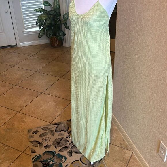 Peixoto Womens Women's L High Slit Cover Up Maxi Dress Citron Green Texture Knit - Picture 12 of 13